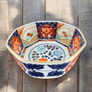 Vintage Gold Imari Collectible Japanese Ceramic Dish Bowl Hand Painted Decor VTG